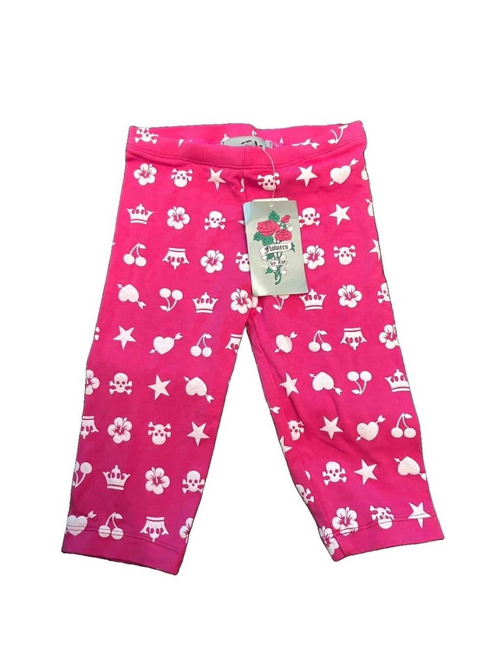 NEW FLOWERS BY ZOE HOT PINK  GRAPHIC DESIGN LEGGINGS - SIZE 2T